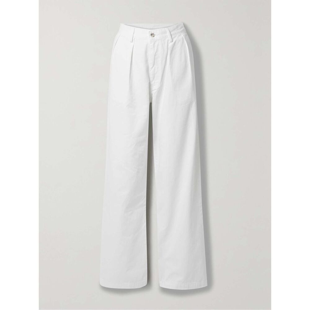 Denimist Women's White Wide Leg Relaxed Blair Double Pleated Pant Size 32 NWOT